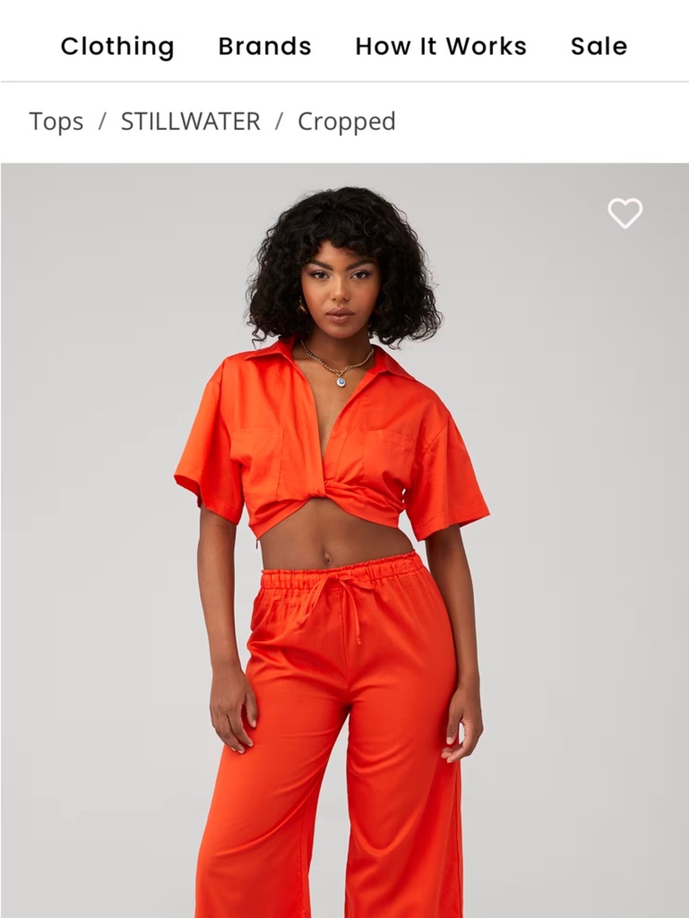 Stillwater Knot Front Short Sleeve Shirt - Bright Orange - Picture 4 of 4
